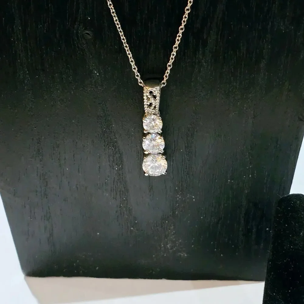 3 White CZ Stone 2 Piece Ring and Necklace Set NWOT